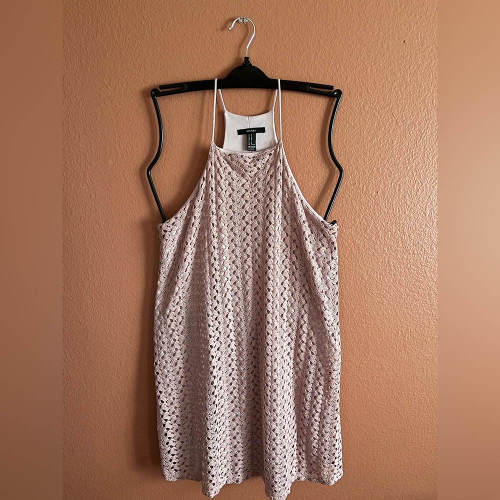 Forever 21 lavender lace halter top mini dress